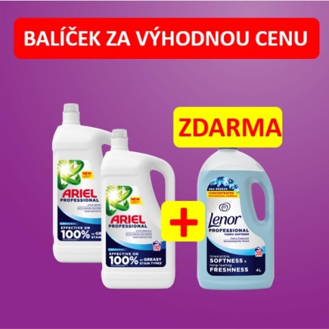 Balíček 2x Ariel gel original 110PD + 1x Lenor Sea breeze 4L ZDARMA