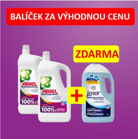Balíček 2x Ariel gel color 110PD + 1x Lenor Sea breeze 4L ZDARMA