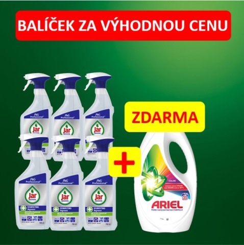 Balíček 6x Jar 2v1 750ml + 1x Ariel gel color 25PD ZDARMA