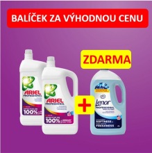 Balíček 2x Ariel gel color 110PD + 1x Lenor Sea breeze 4L ZDARMA